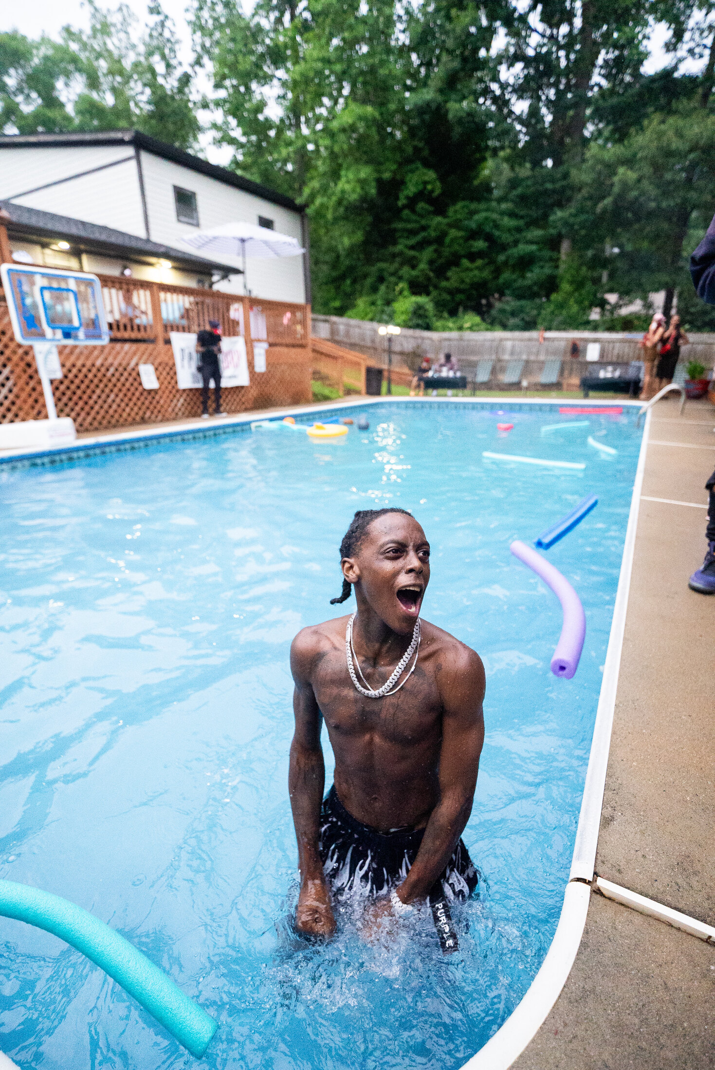 Candid portrait at a swimming pool